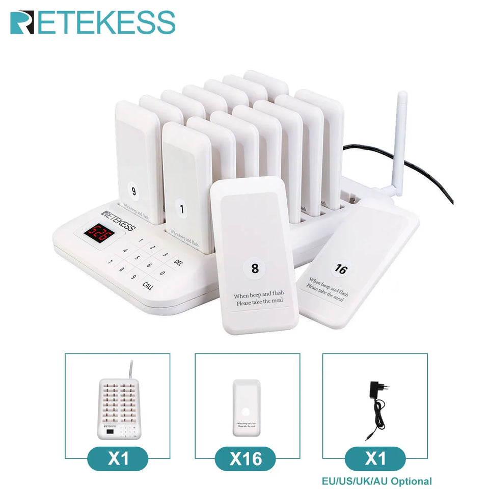 RETEKESS TD157 Restaurant Pager System Pagers 984ft Long Range Beepers for Food Truck Bars  Food Court No Vibration Mode