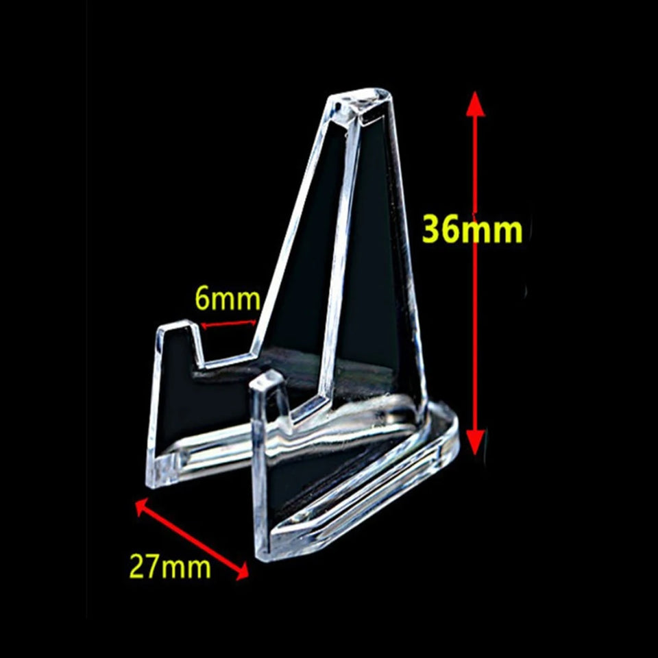 10PCS Acrylic Display Holder Transparent Triangle Commemorative Coin Photo Card Holder Display Rack Phone Stand Home Decor