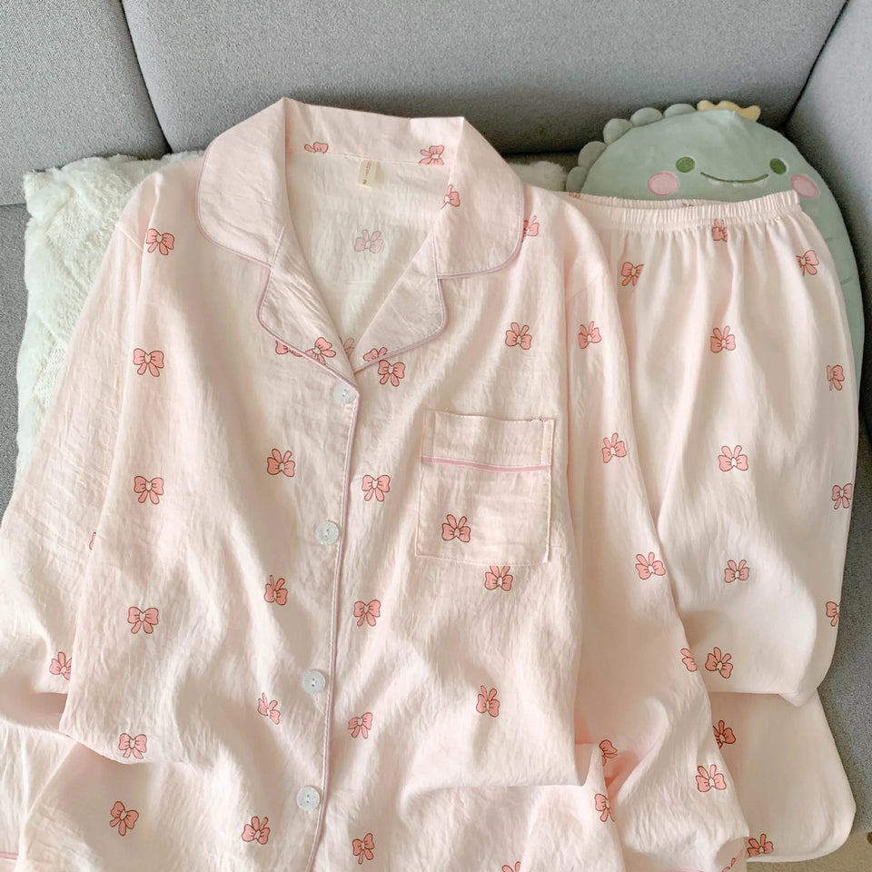 Spring/Autumn New Arrivals: Cloud-Print Cotton Long-Sleeved Pyjama Set for Women Adorable Sweetheart Style Nightwear Homewear Se