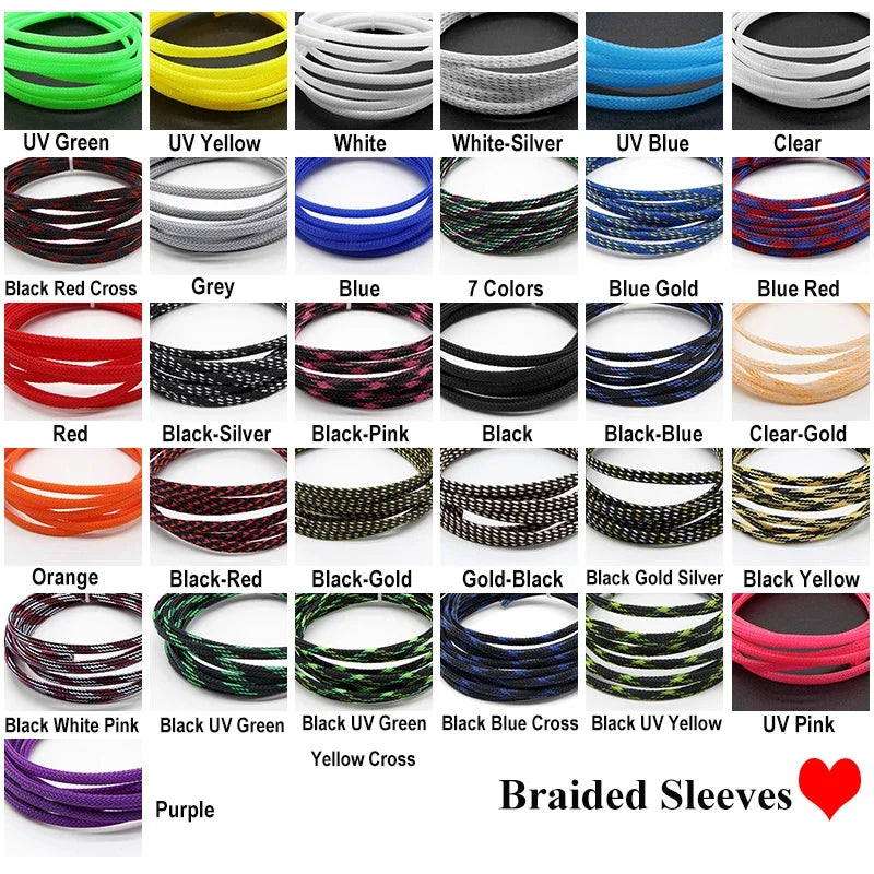 1~50M PET Expandable Cable Sleeve 4mm Tight Braided High Density Hardness Insulate Line Protect Sleeving Wire Wrap Gland Sheath