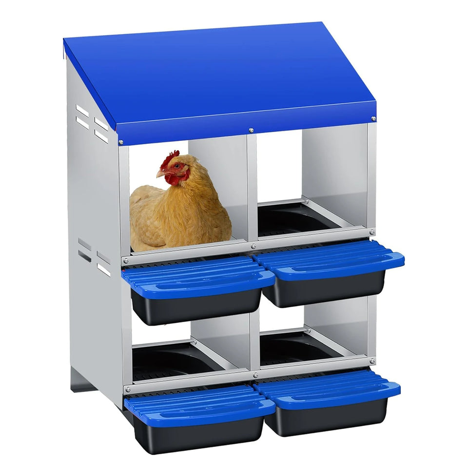 Multi-Compartment Metal Chicken Nesting Box Automatic Roll-Out Egg Collection Waterproof Steel Laying Box for Hens Ducks Rabbits