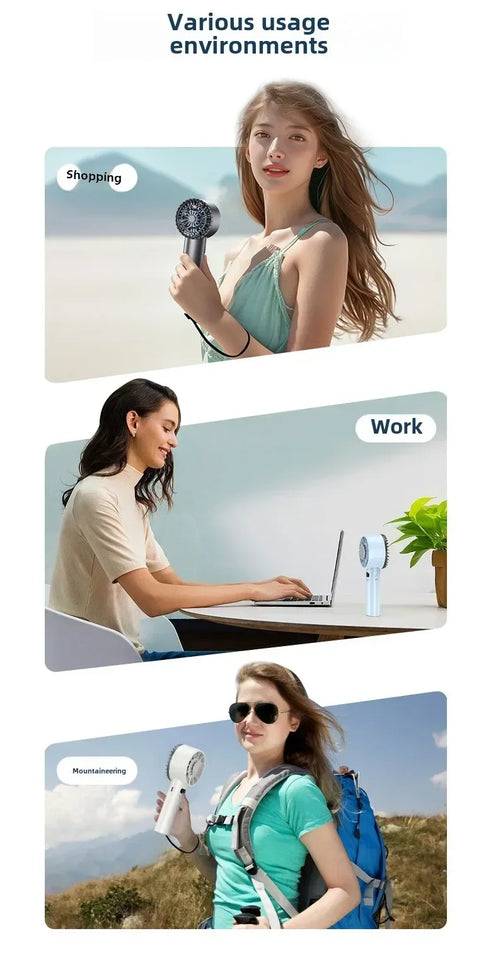 2025 New Cooling Handheld Fan with Ice Pack and Silent Operation100 Portable High-Speed Fan USB Mini Fan