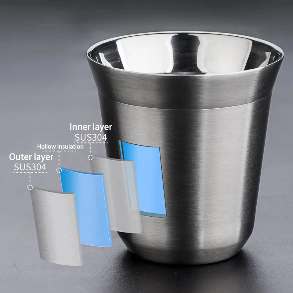 Double Wall Stainless Steel Coffee Mug 80ml/160ml Portable Cup Travel Tumbler Coffee Jug Milk Tea Cups Office Water Mugs