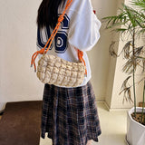 Stylish Women Quilted Cloud Bag with Braided Rope Strap Soft Shoulder Bag Perfect for Daily Use and Casual Outings