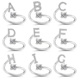 LATS Zircon Initial A-Z Letter Rings for Women Girl Adjustable Opening Ring Name Alphabet Female Wedding Fashion Jewelry Gift