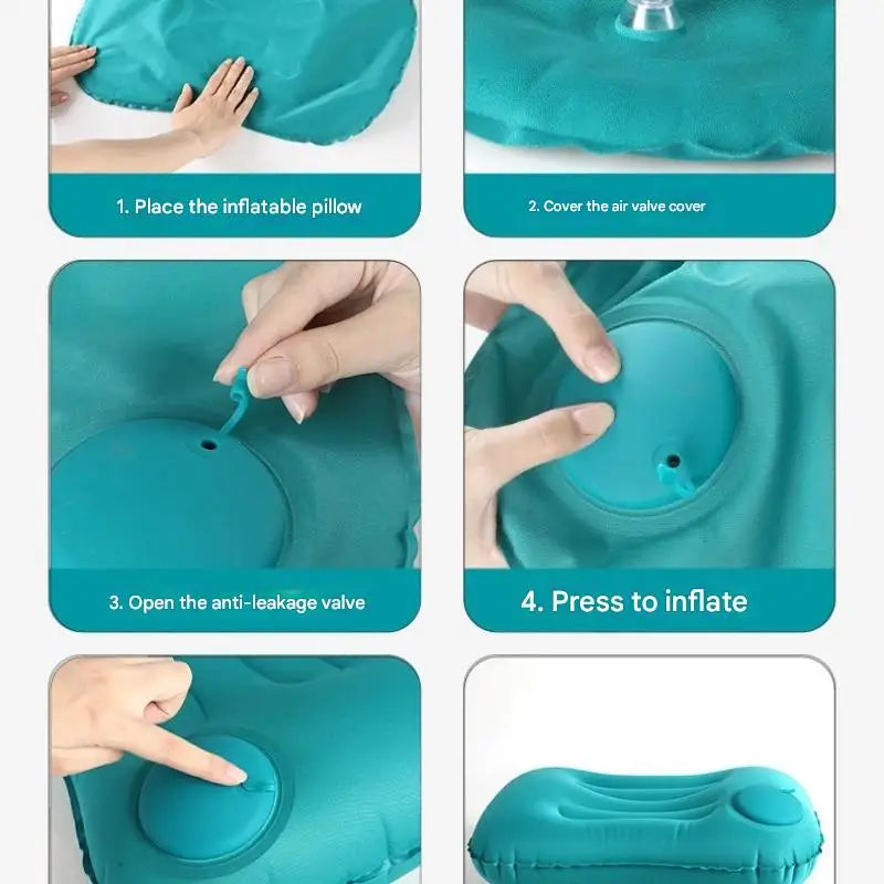 Camping Inflatable Pillow Portable Ultralight Travel Hiking Air Sleeping Pillow for Neck and Lumbar Support