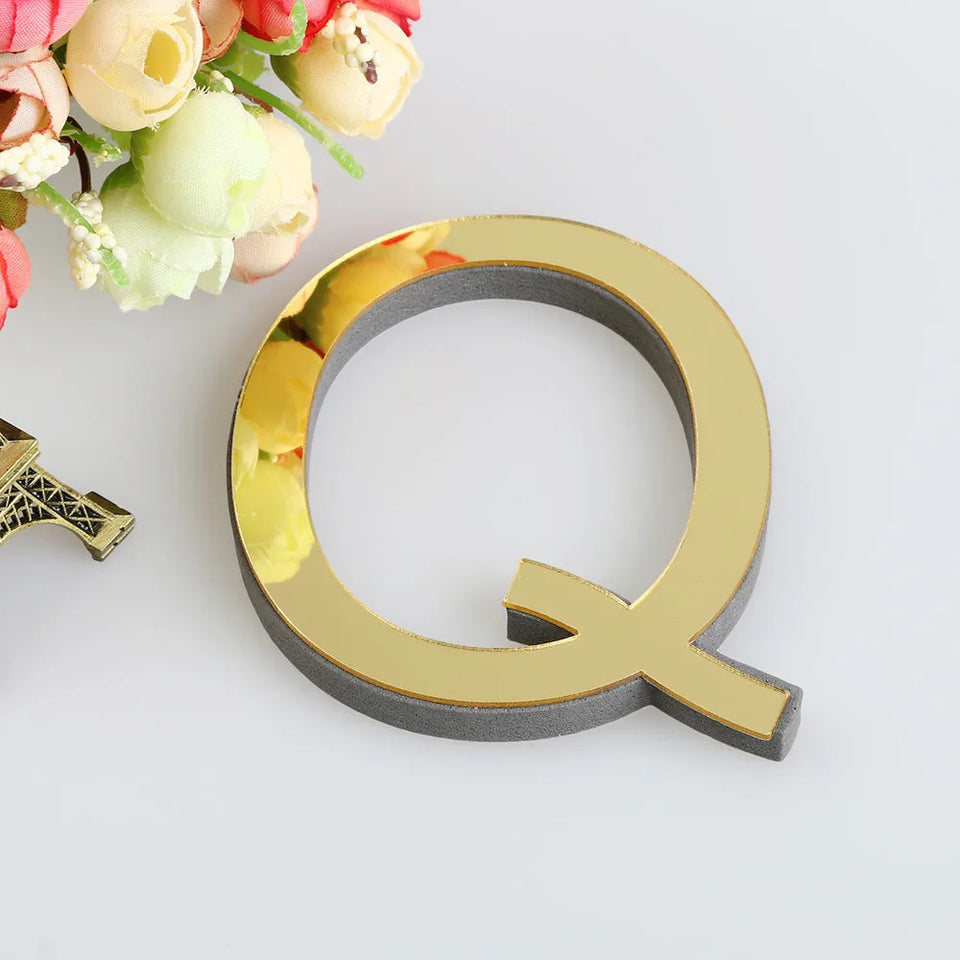 10CM 26 English Letters Wall Sticker 3D Mirror Acrylic Gold Wall Sticker Decals Self-Adhesive Home Party Decor Wall Art Mural