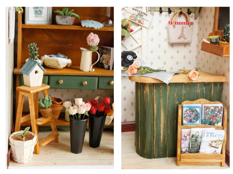 DIY Wooden Dollhouse Casa Miniature With Furniture Kit 3D Irish Cottage Coffee House Assemble Toy for Children Christmas Gifts
