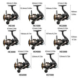 1 Piece Two-Hand Rotating Fishing Reel, He1000-7000 Series, 5.2:1 Gear Ratio, 22.05lb Extraction, Smooth and Sensitive Aluminum Alloy Body, Pa Nylon, Left/Right Hands Can Be Changed, Suitable for Freshwater and Saltwater
