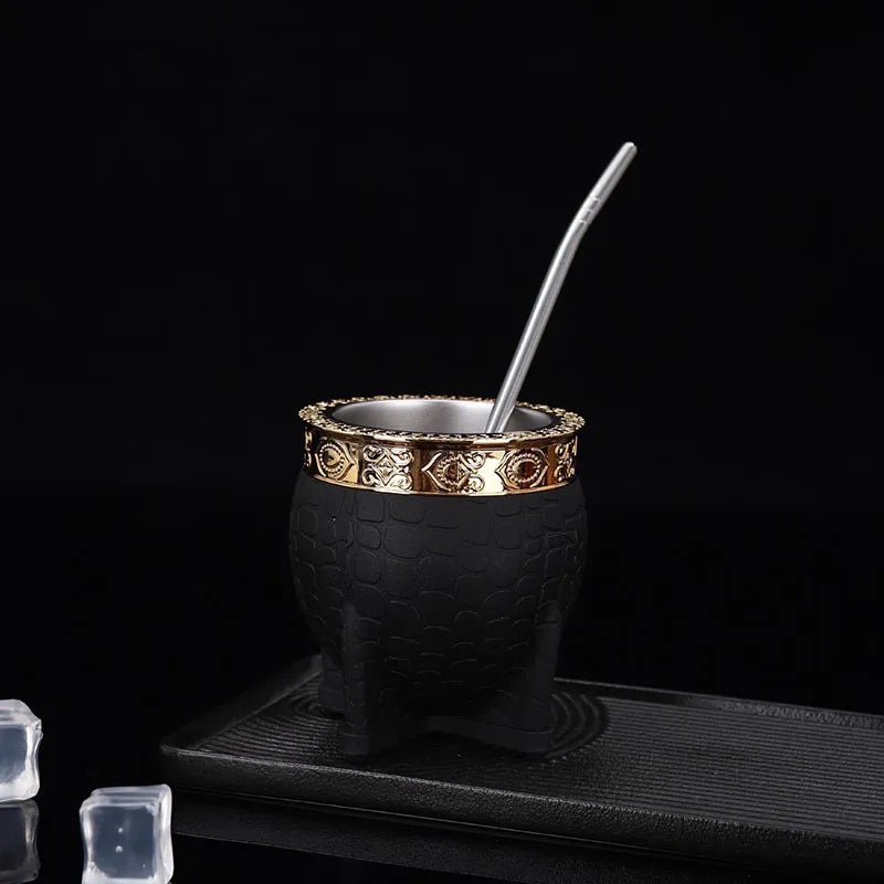 Creative Double Wall 260ml Stainless Steel Yerba Mate Tea Cup Tumbler Beer Pint Coffee Mug Gifts For Friend No Straw