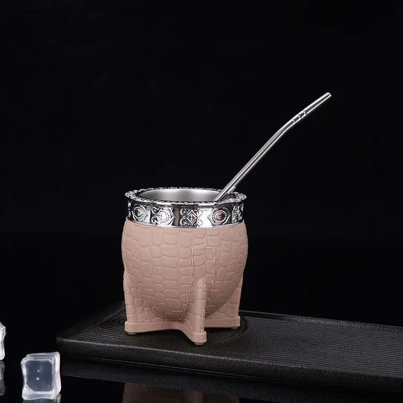 Creative Double Wall 260ml Stainless Steel Yerba Mate Tea Cup Tumbler Beer Pint Coffee Mug Gifts For Friend No Straw