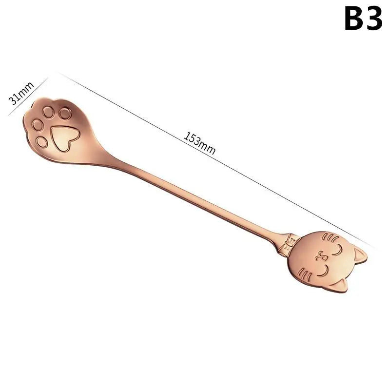 Creative Cat Claw Spoon Ice Cream Cake Dessert Teaspoon Scoops Tableware Kitchen Accessories Stainless Steel Coffee Mixing Spoon