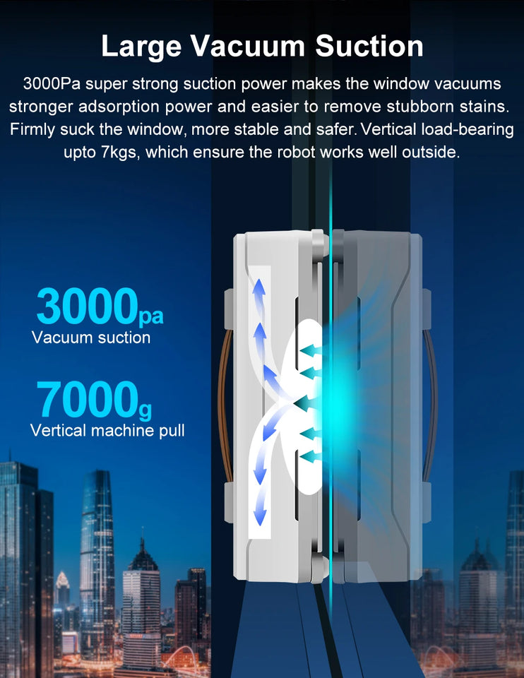 ABIR WD8 Window Cleaning Robot, Dual Ultrasonic Spray, AI intelligent Wipping, Updated Laser,Smart Home Glass Wall Washing
