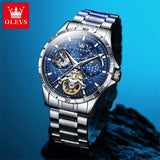 OLEVS 6689 Original Brand Men's Watches Starry Sky Disk Waterproof Luminous Automatic Mechanical Wristwatch Moon Phase Man Watch
