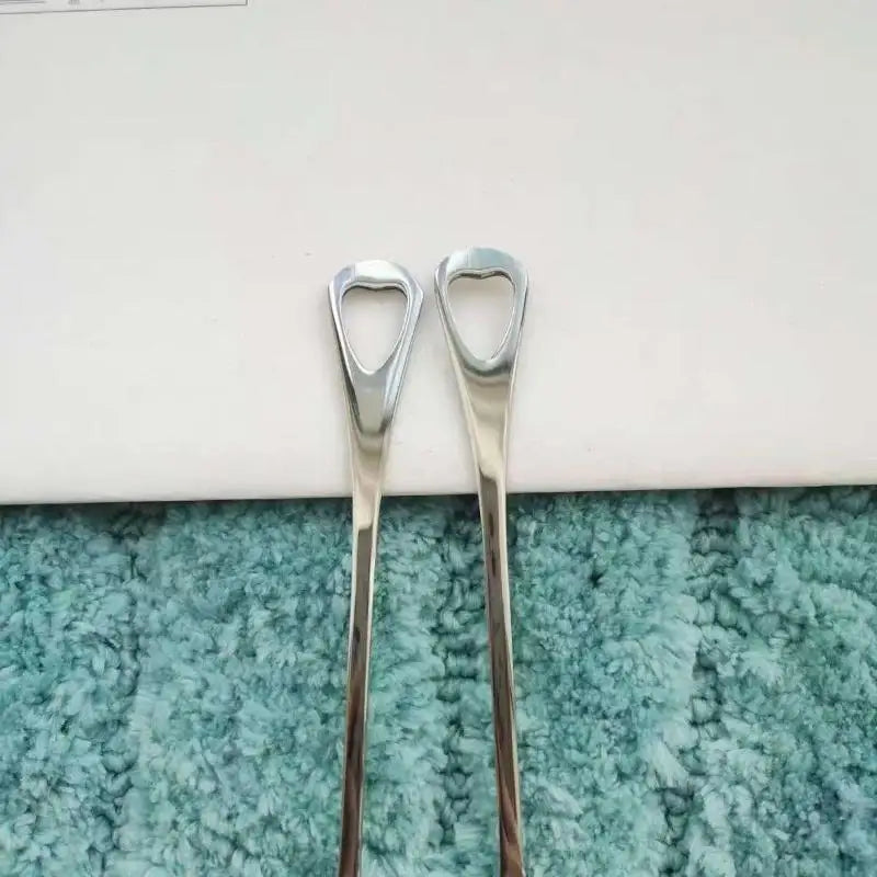 2Pcs Stainless Steel Coffee Stirring Spoon Long Handle Ice Cream Dessert Tea Spoon For Picnic Drinkware Tableware Kitchen Supply