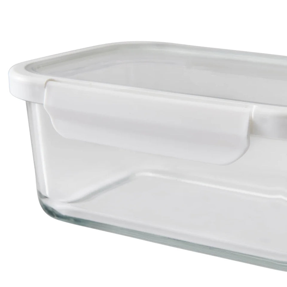 4PC Rectangle Glass Containers Airtight Lid Microwave Freezer Dishwasher Safe Food Storage