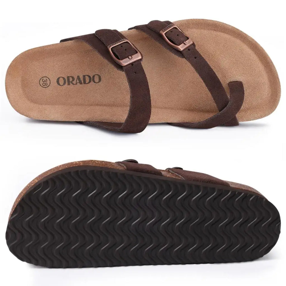 Gacimy Women Fashion Thick Sole Leather Clogs Slippers Classic Women's Mules Cork Clogs Slipper Outdoor Deep Heels Shoes Sandal