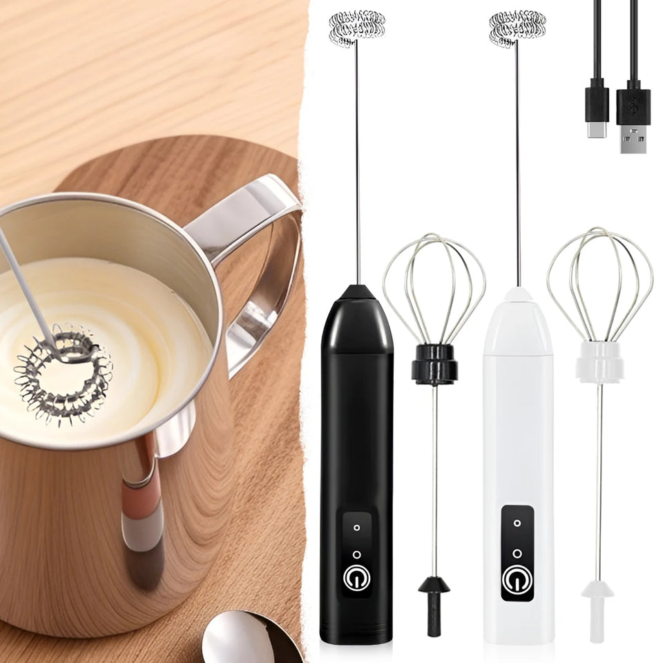 1Pc Electric Milk Frother Coffee Milk Frother Coffee Mixer 500mAh USB-Charging Portable Egg Beater Coffee Milk Mixing Blender