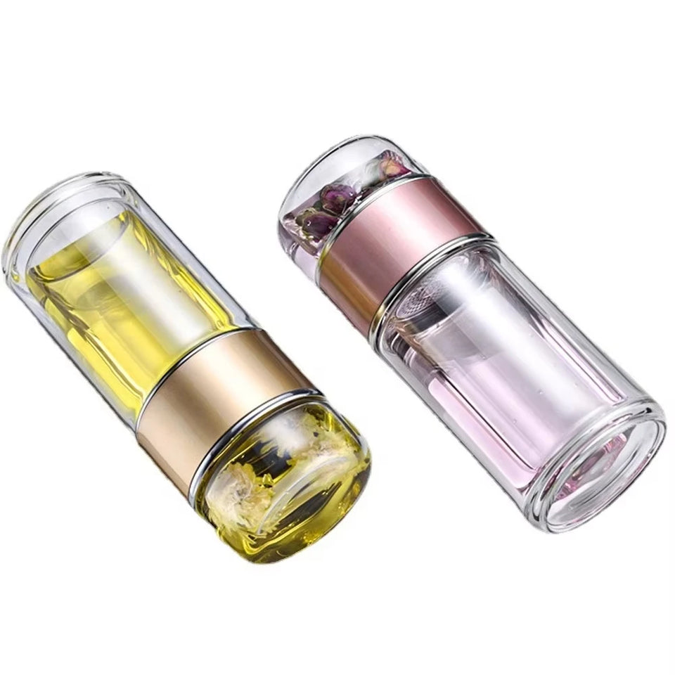 420ML Tea Cup Easy To Clean Glass Tea Cup with Double-layer Tea Infuser Tea Infuser Water Cup Suitable for Office Outdoor Travel