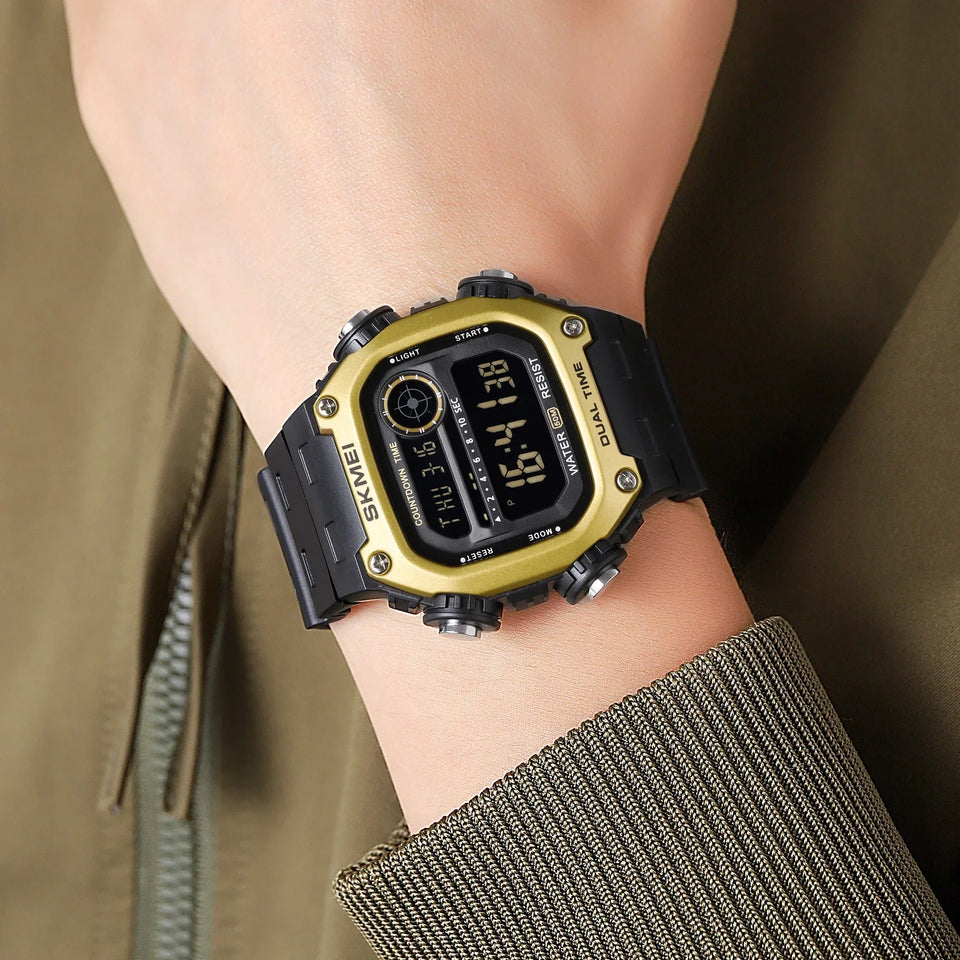 SKMEI 2126 Digital Countdown Sports Watches for Men LED Display Waterproof Stopwatch Mens Wristwatch Alarm Clock montre homme