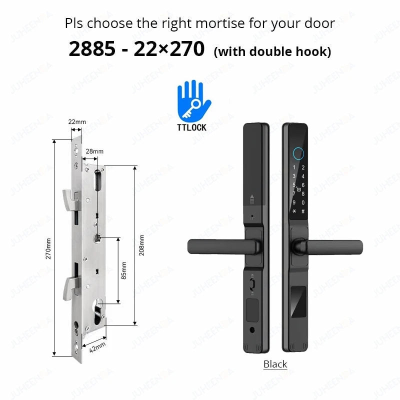 TTLock APP Waterproof Fingerprint Password Smart Lock For Outdoor Pull Push Sliding Aluminum Door 2885/ 3585/ 4585 /6085 Mortise