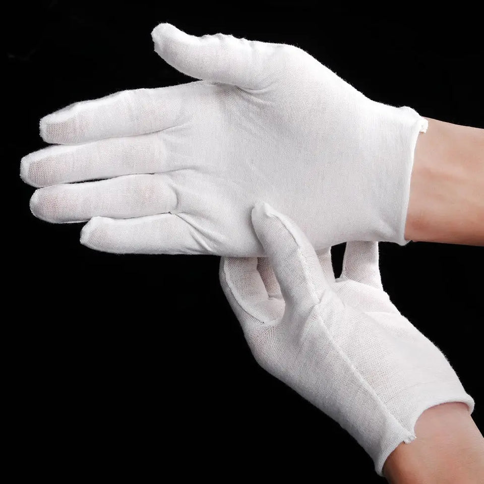 New 1/6/12 Pairs Wenvian Quality Inspection Gloves of Medium Thick Label of Work Cotton Thick White Work Safe Cotton Man Woman