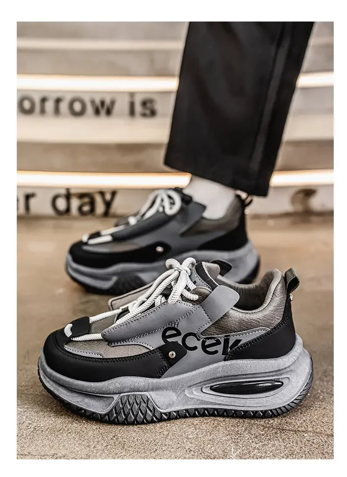 Chunky Sneaker Plus Size 45 46 47 48 Men Designer Sport Shoes Fashion Casual Leather Fabric Height Increased Flat Platform Shoes
