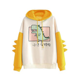 Winter Cute Dinosaur Cartoon Hoodie Women Fashion Sweatshirt Casual Print Long Sleeve Korean Style Splice Tops Kawaii Clothes