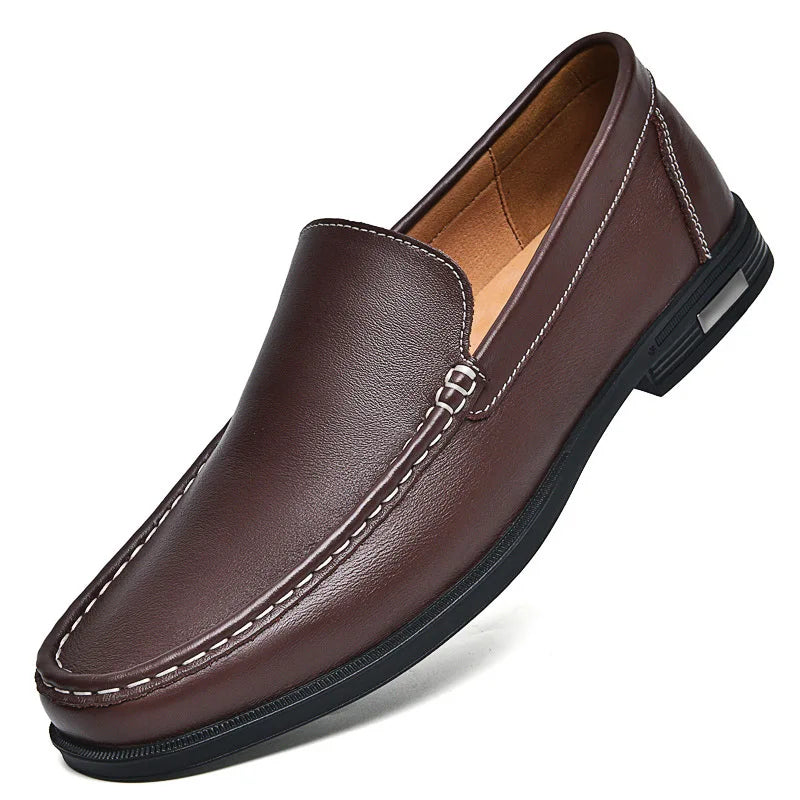 Leather Men Footwear Slip on Office Man Formal Shoes Wedding Party Men Dress Shoes Breath Driving Lazy Loafers Moccasins