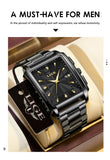 LIGE Fashion Business Watch Men Square Sport Waterproof Watches For Men Top Brand Luxury Military Quartz Chronograph Wristwatch