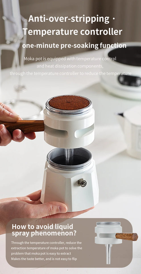 Bincoo Dual Valve Moka Pot Espresso Machine Thermostatic Extraction Coffee Moka Pot Hand Brewed Coffee Pot Barista Accessories