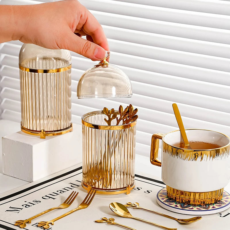{Summer2}Food Storage Canister Modern Coffee Spoon Dessert Fork Holder For Dining Room Kitchen Tabletop Countertop Organization