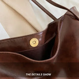 Women Tote Bag Fashion Underarm Pouch Large Capacity Soft Pu Leather Shoulder Bag Retro Crossbody Bag Casual Portable BucketBags