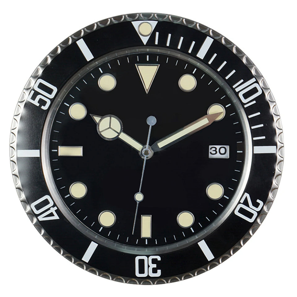 1pc 13 inch luxury creative metal wall clock, living room and study decoration wall clock, fluorescent clock dial, battery free