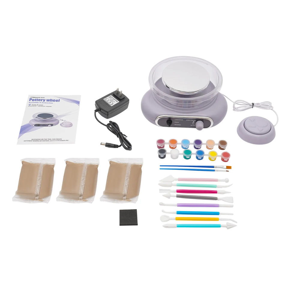 Professional Pottery Wheel Kit-4.7"Turntable Electric Clay Wheel, Adjustable Speed Ceramic Making Machine with 8 Sculpting Tools