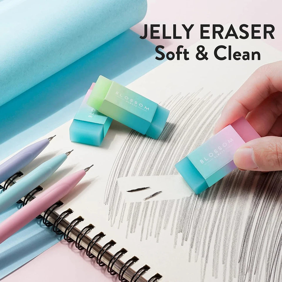 Cute Mechanical Pencil Set 6 Pastel Mechanical Pencils 0.5 0.7mm 120 HB Leads 3 Erasers 9 Eraser Refills Aesthetic School Supply