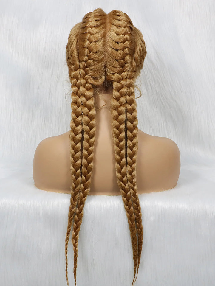 KIMA New Arrival 26 Inches Braided Wigs Synthetic Lace Front Hair Wig With Baby Hair for Black Women