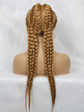 KIMA New Arrival 26 Inches Braided Wigs Synthetic Lace Front Hair Wig With Baby Hair for Black Women