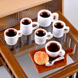 6pcs/ Set 1:12 Kitchen Toy Decoration Miniature Resin Coffee Cup Model Simulates Food And Beverage Home Tableware Decoration