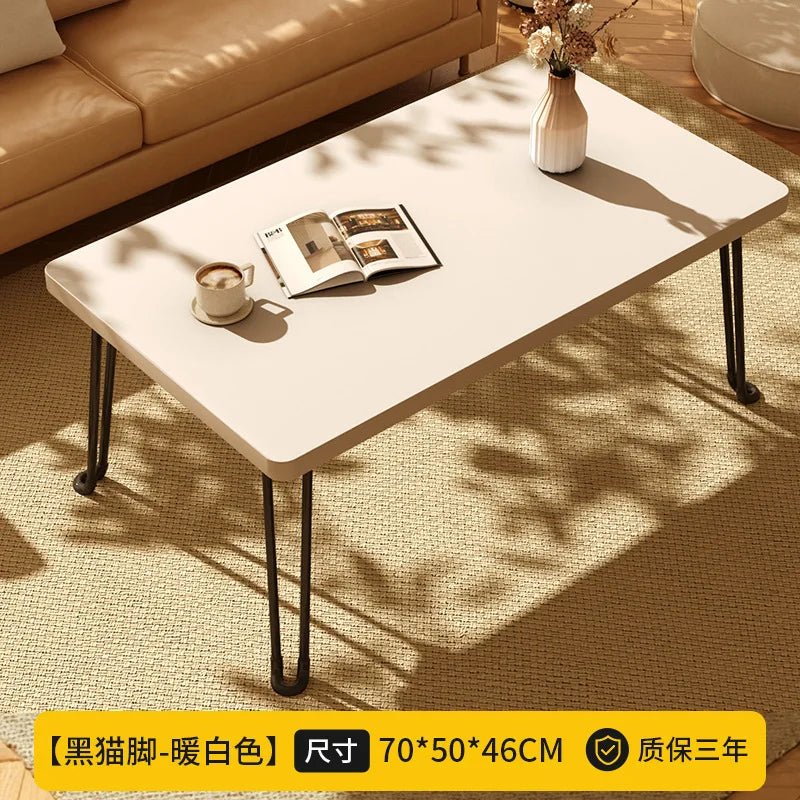 Modern Simple Foldable Dining Table Home Living Room Portable Rectangular Study Table for Small Apartment Bedroom Balcony