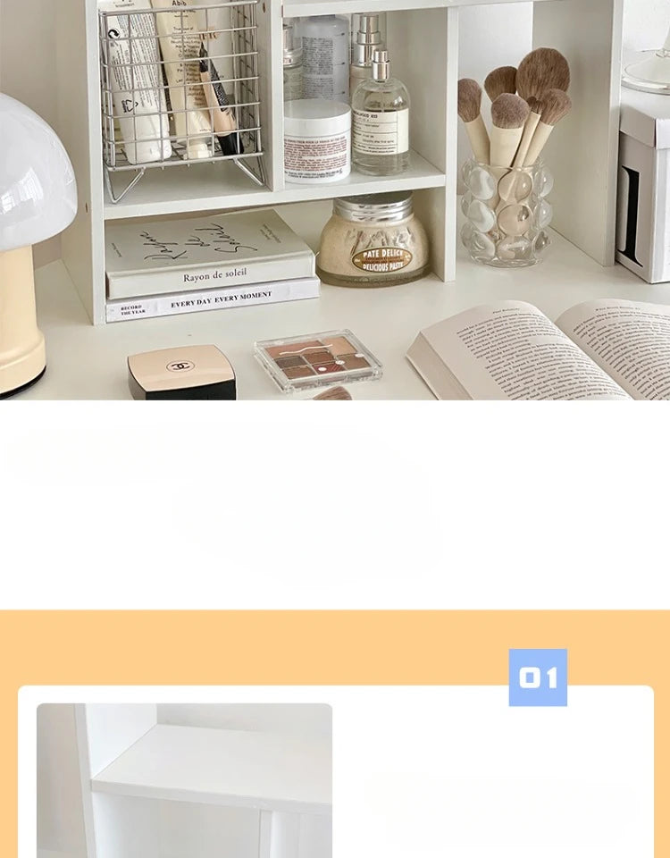 Ins Kawaii Desktop Storage Rack Bookshelf DIY Desk Holder Office Desk Organizer Student Combination Cabinet Storage Display Rack