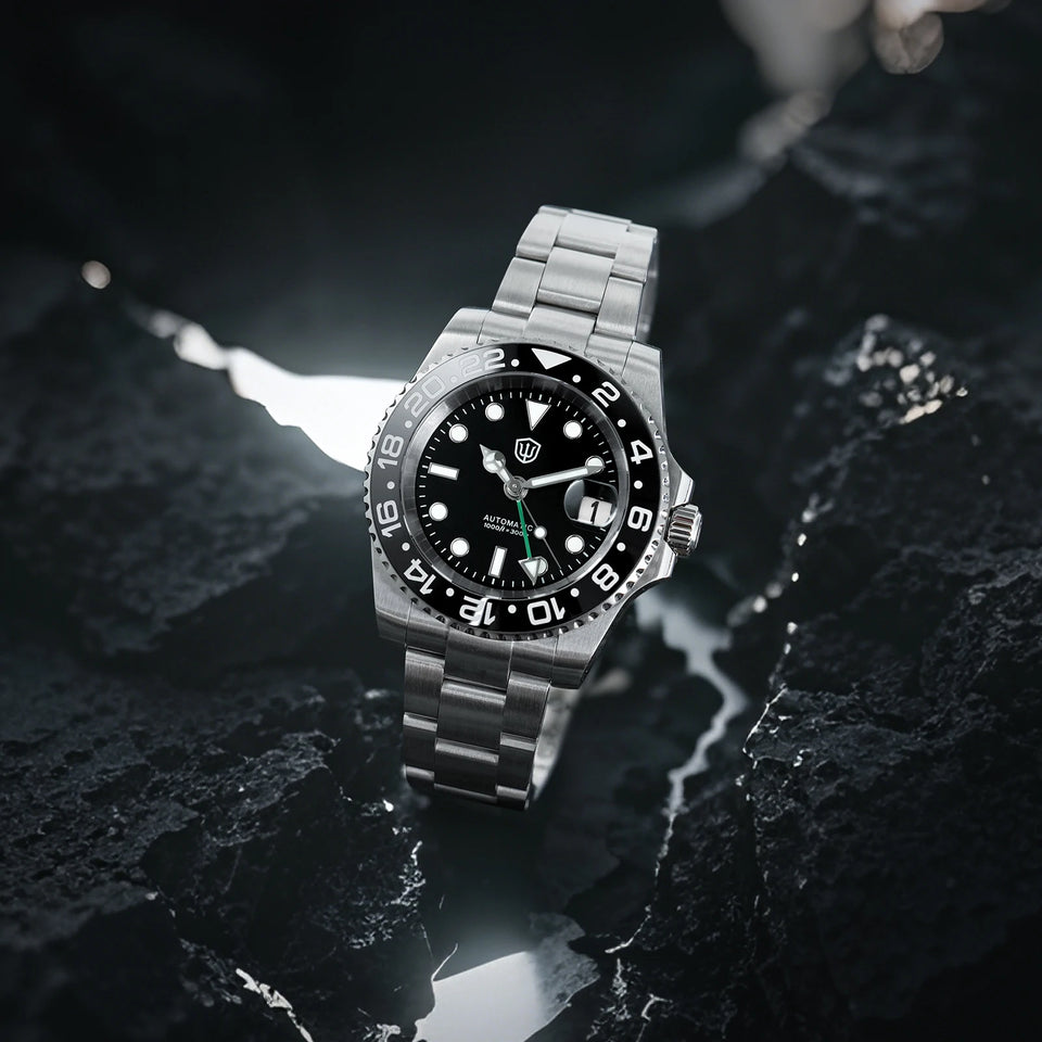 Watchdives WD16760 V2 GMT Watch NH34 Automatic Movement Sapphire Luminous Watches Stainless Steel 300m Waterproof Wristwatch