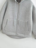 HH Autumn Women Gray Jacket With Hood Long Sleeve Big Pocket Zipper Jacket Coat Woman Loose Casual Outerwear Coat Tops