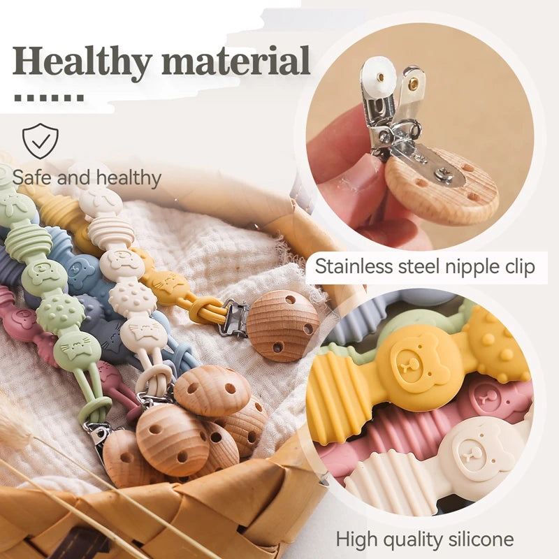 1PC Baby Silicone Teether Toys BPA Free Silicone Finger Ring Pacifier Chain Soothing Teething Toys For Newborn Teething Gifts