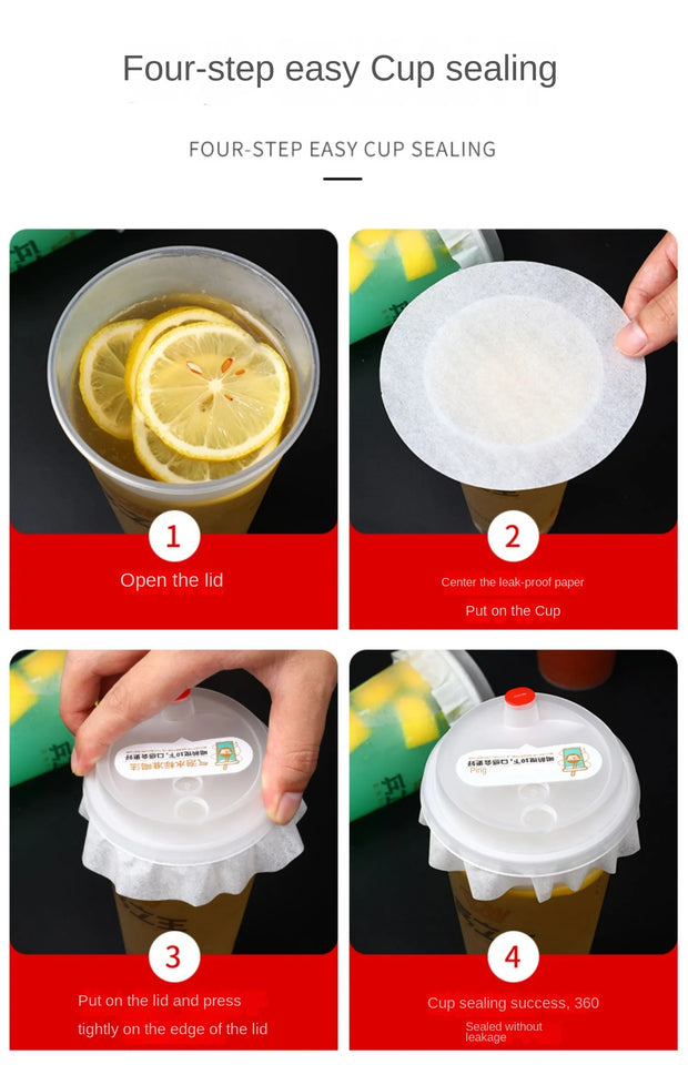 500pcs Disposable Cup Lid Drink Seal Paper Lid Coffee Milk Tea Leak-proof Cup Film Takeaway Packaging Anti-overflow Sealing Film
