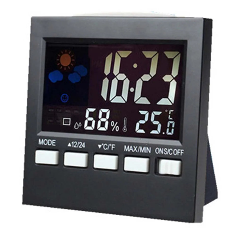 Electronic Alarm Clock with Backlit Thermometer and Hygrometer  Voice Controlled  Accurate Time and Temperature Reading