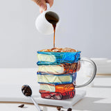 Book Coffee Mug Painted Book Coffee Cup Tea Mug Drinkware Tumbler Funny Decor Desk Accessories for Readers Women Librarian
