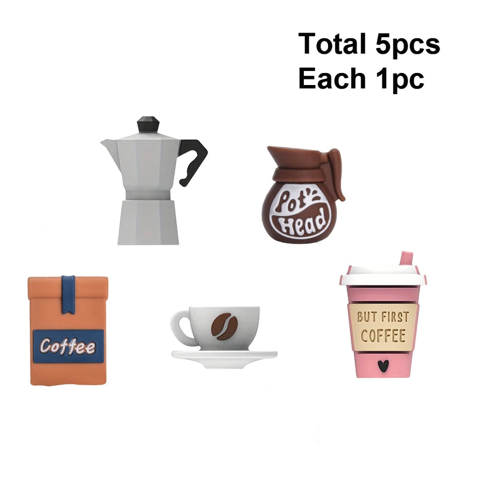 LOFCA 5pcs 3D Coffee Set Silicone Focal Beads For DIY Keychains Phone Charms Jewelry Crafting Jewelry accessories