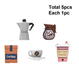 LOFCA 5pcs 3D Coffee Set Silicone Focal Beads For DIY Keychains Phone Charms Jewelry Crafting Jewelry accessories