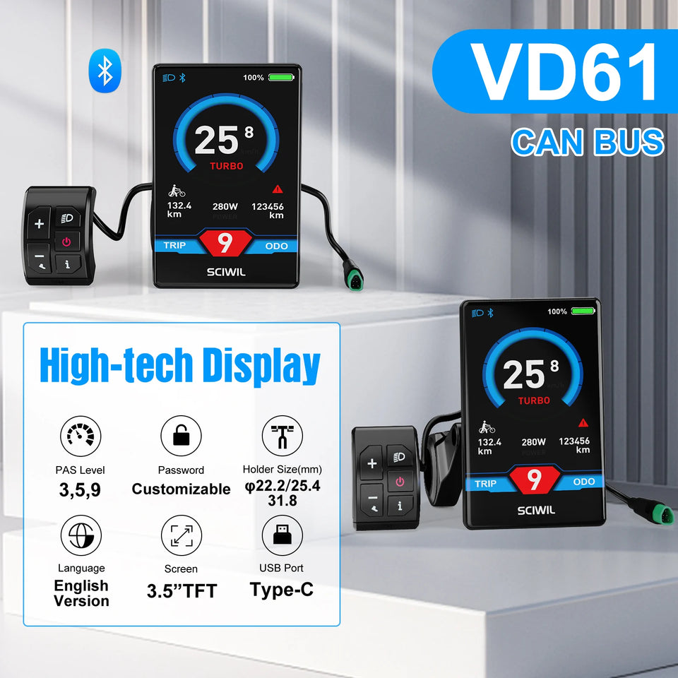 BAFANG CAN Display Electric Bike Computer DPC010 VD618 EKD01 Bluetooth Bafang CAN BUS Protocol Motors 5Pin Male Ebike Conversion